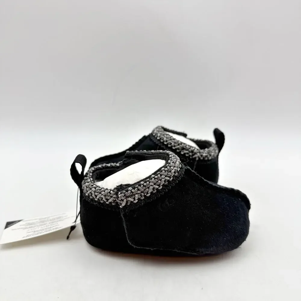 UGG Baby Tasman Slippers US 02/03 Small Black Suede NIB